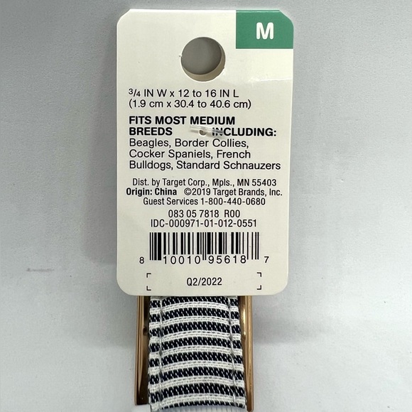 Boots & Barkley Railroad Classic Stripe Adjustable Dog Collar Size Medium - Picture 2 of 3